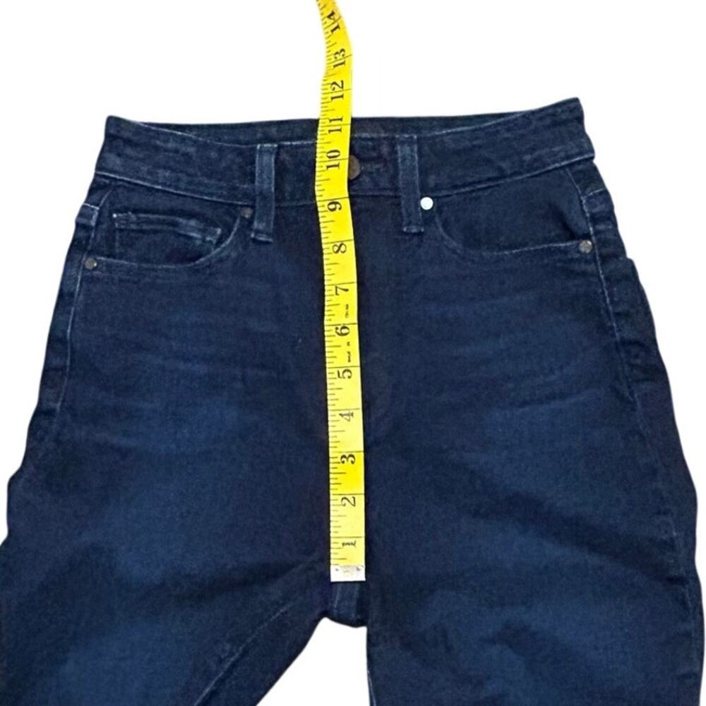 PAIGE Femme High Rise Slim Straight Jeans Lumiere Dark Wash Size 25 - Picture 11 of 13